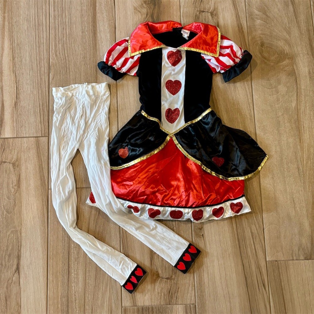 Disney Alice in Wonderland Queen of Hearts Girls Costume Dress Leggings